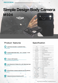 M504 Simple Design Body Camera