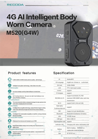 M520 H.265 Andriod 4G AI Body Camera