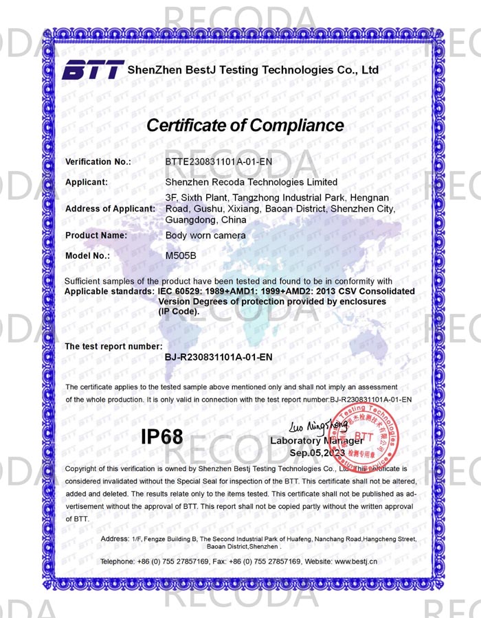 RECODA_M505B_and_M502B_series_body_cameras_has_passed_the__IP_68_certificate.jpg
